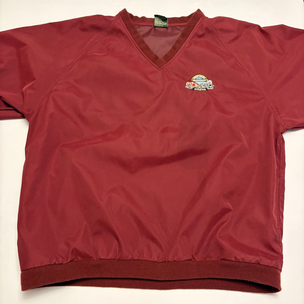 Weatherproof Windshirt Men Medium Burgundy Great Smoky Mountains Railroad V-Neck